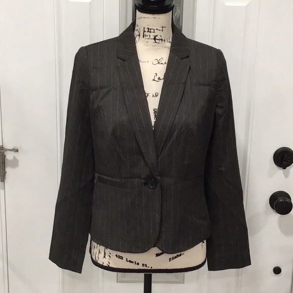 🆕 WORTHINGTON Pinstripes Blazer Charcoal/White Stripes - Picture 1 of 11
